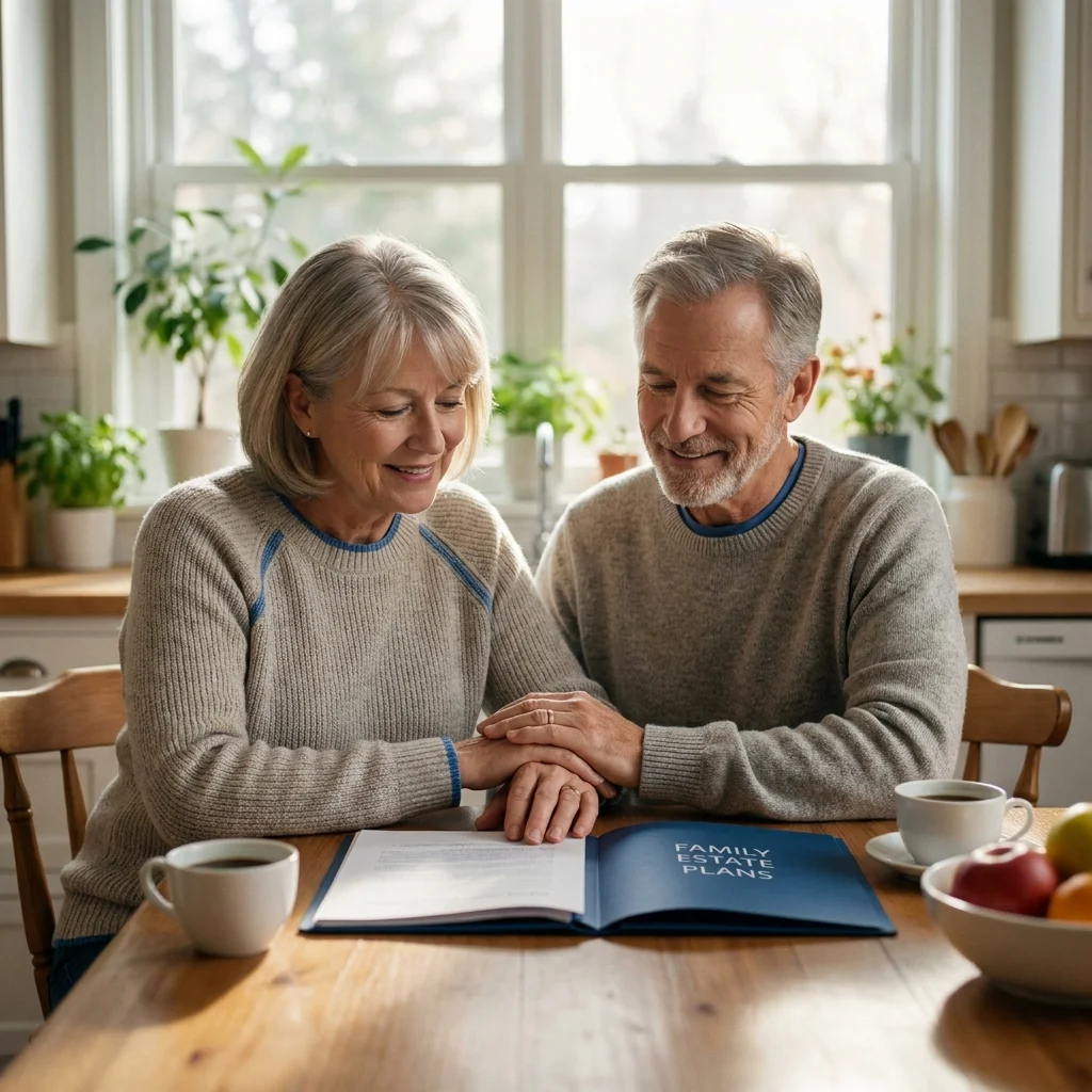 Couple reviewing blue folder 202607090226
