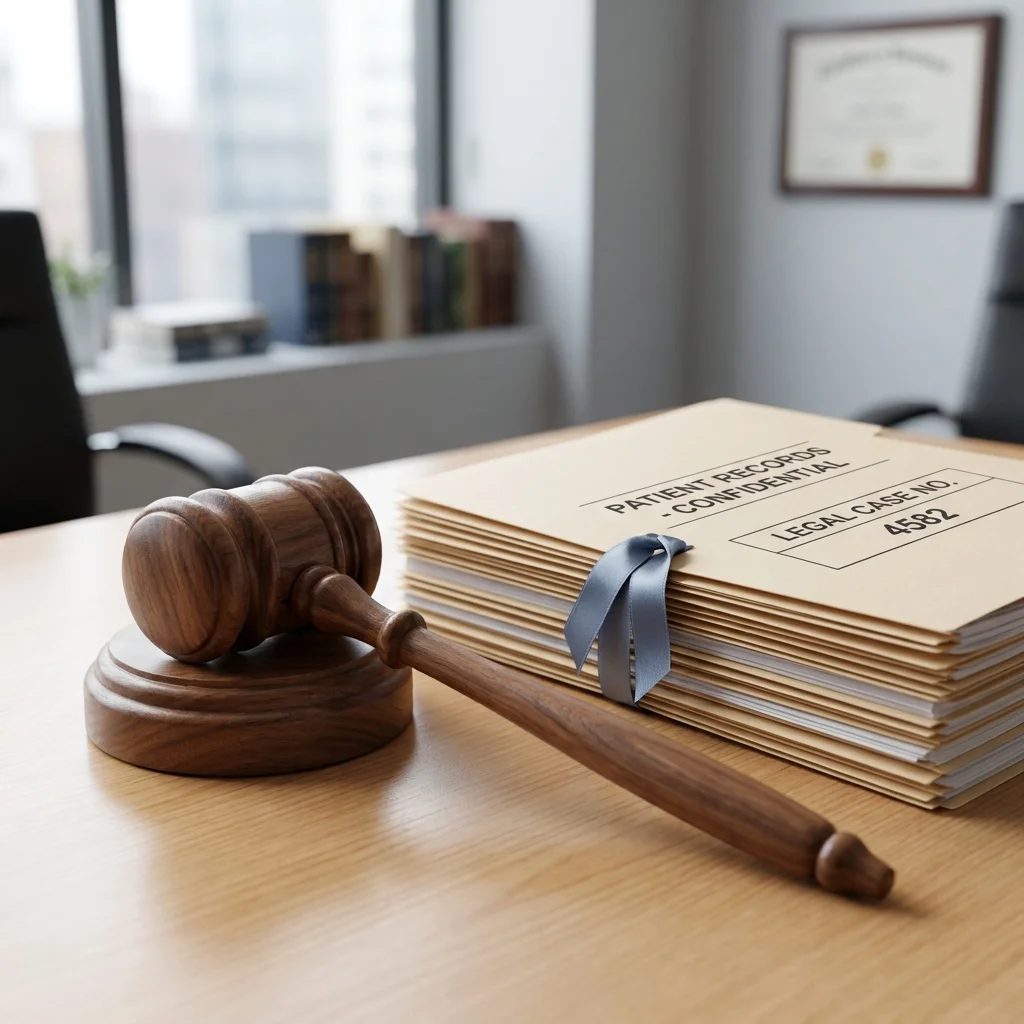 Wooden gavel medical files blue 202607062244
