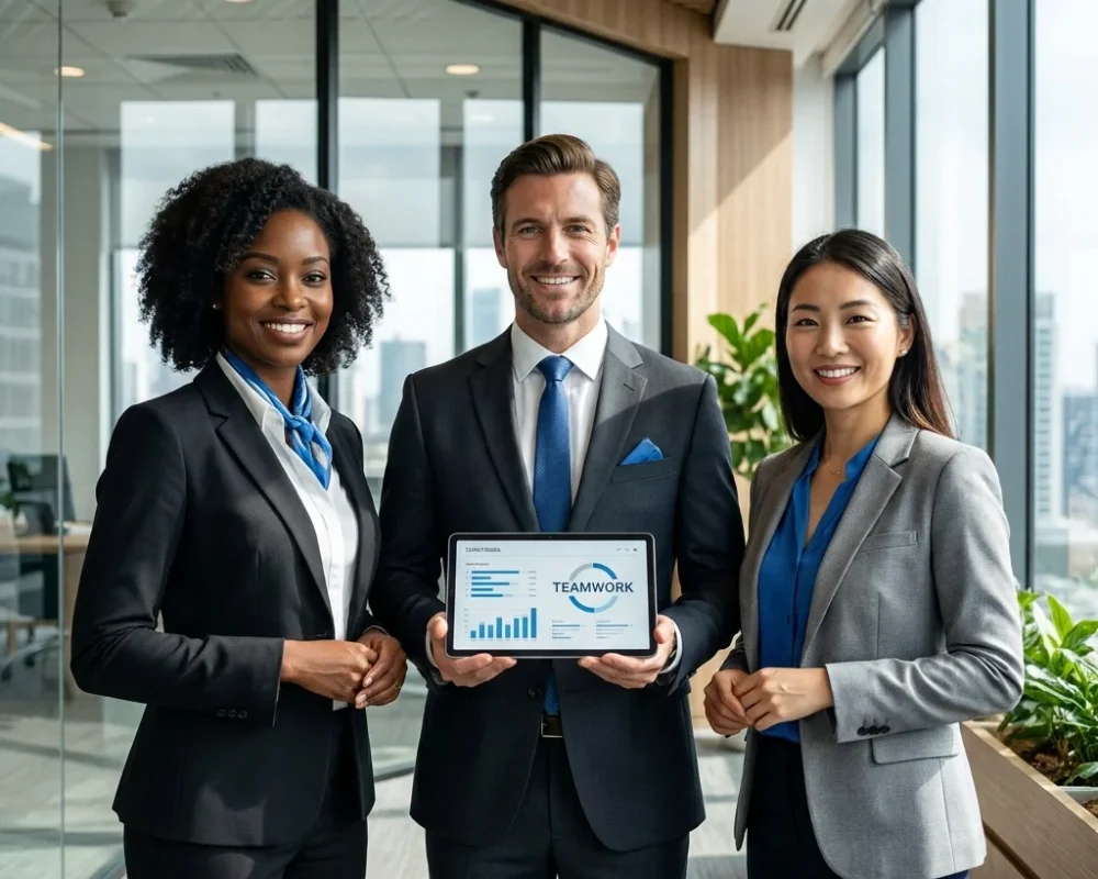Business professionals reviewing… 202607090252